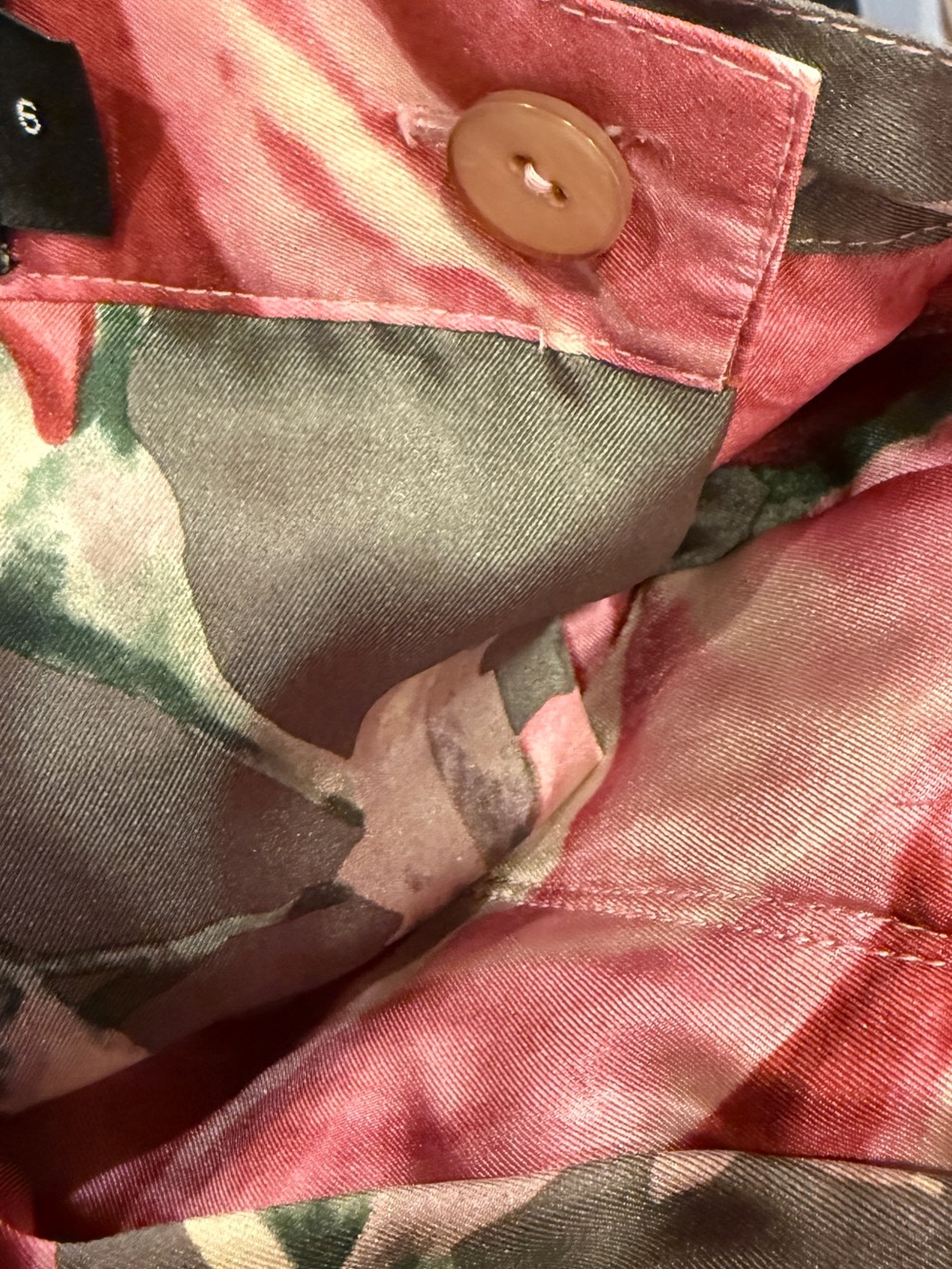 Charles Nolan New York Women’s Bold Pink and Gray Pleated Floral Silk Skirt sz - Picture 5 of 10